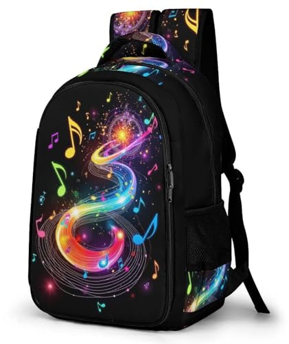WECECE Cartable pour Garçons et Filles Coloré Notes de Musique CE2 CM1 Sac à Dos Musique 8-12 Ans Grand Format Imperméable pour Rentrée Scolaire Promenade Randonnée et Sorties