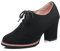 UMore Otoño Mujer Tacones Altos Vintage Gamuza con Cordones Zapatos de Negocios Elegantes Bombas de Punta Redonda Color sólido Oficina Carrera Zapatos Oxford