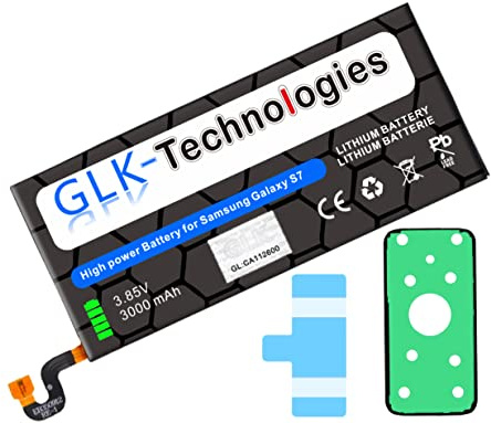 High Power Ersatzakku kompatibel mit Samsung Galaxy S7 SM-G930F 3000mAh | Original GLK-Technologies Battery | ersetzt BG-EB930ABE inkl. 2X Klebebandsätze