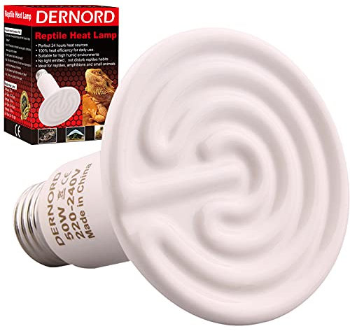 DERNORD Heizlampe E27 Wärmelampe Terrarium - 50W Keramik Heat Emitter Reptilien Dunkelstrahler Küken für Wärmelampe Schildkröten Outdoor Heizstrahler Tiere