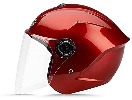 LIONCIANO Motorradhelm Mit Schutzbrille, Jethelm Roller-Helm Scooter-Helm Moped Mofa-Helm Chopper Vintage, Hat Den Verkehrssicherheitstest Bestanden Um Die Kopfsicherheit Wirksam Zu Schützen(Rubinrot)
