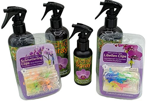 raupir Starterset Orchideen Orchid Spray mit Clips Libellen Schmetterlinge Komplettpflege für Orchideen