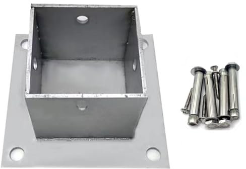 Supporto Pali Quadrati Staffa Di Base Dell'ancoraggio Del Palo Per Impieghi Gravosi, 4 Mm Spessore In Acciaio Legno Recinzione Deck Ringhiera Posts Base Plate, Protettori Di Colonna All'aperto Fondo C
