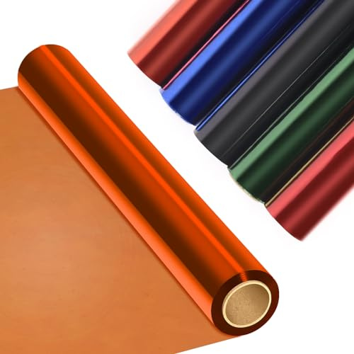 Swpeet Rotolo di cellophane arancione, 40,6 cm x 30,5 m, trasparente, arancione, per cesti regalo, dolcetti, confezioni artigianali, bouquet di fiori, plastica