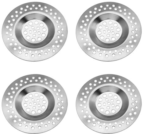 FangZin 4 Stück Abflusssieb Edelstahl, Abflusssieb Dusche, Waschbecken Sieb, Haarsieb Waschbecken, Sink Strainer, für Badezimmer, Küche, Dusche, 2.95 / 7.5cm