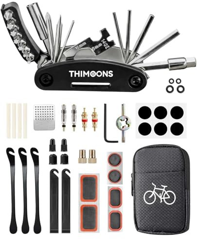 Fahrradflickzeug Set für unterwegs - 21 in 1 Multifunktions Fahrrad werkzeugset,Reparaturset Multitool Satteltasche für Fahrrad,Fahrrad Zubehör,Ebike Kit Mountainbike Reparatursatz (L)
