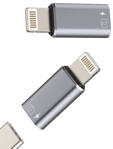 OTG Audio Adapter USB-C female to Lightning male(2Pack) for iPhone for iPad for Apple Devices Cable Female to Male Connector Card Reader Headphone Camera Charging Dongle Type C Earphones