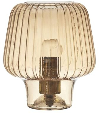 HOME DECO FACTORY, LA0014, Lampada da Tavolo in Vetro fumé, Design Elegante e Pratico con Porta USB, Atmosfera Calda, Versatile per Soggiorno o Ufficio, Dimensioni: 30 cm, Colore: Marrone
