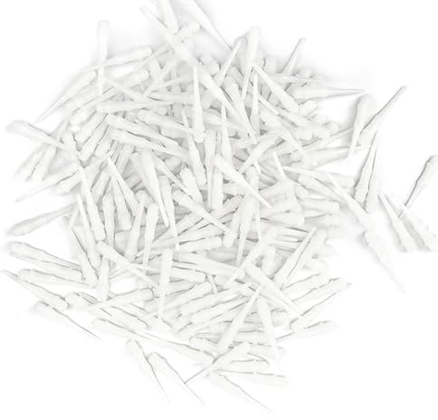 WJUAN 200 Pièces Pointe Flechette Plastique, Blanc Pointe Fléchette Souple, Fil 2BA Fléchettes Souples, Embout Flechette Pointe Plastique, Doux et Solide Parfait pour Amateurs de Fléchettes