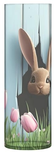 SKYSHU Vaso cilindrico in plastica a forma di tulipano, con coniglietto pasquale, per bouquet di piante, 1 pezzo, infrangibile, alto, trasparente, per matrimoni, centrotavola, casa, scuola, ufficio