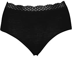 DILLING Culotte avec Dentelle en Laine mérinos et Soie pour Femme - Noir 34