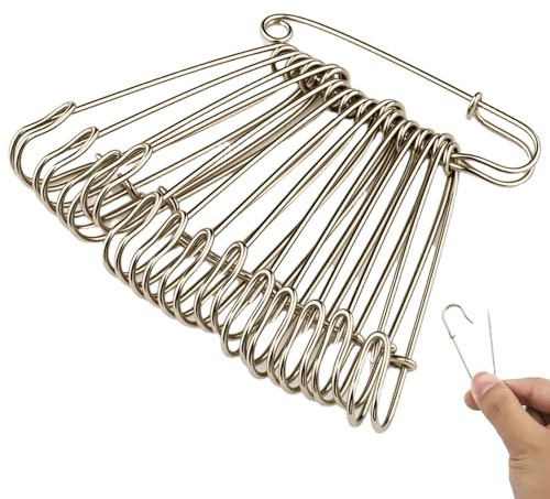 15 Pezzi 63 mm Aghi Sicurezza Grandi in metallo,Metallo Spille Sicurezza in Acciaio inox, Argento Extra Large Spilla Sicurezza Resistente e Sicurezza, per sciarpe, vestiti