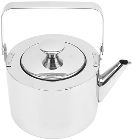 Nikou Bouilloire sifflante en acier inoxydable avec passoire, 1 l, avec poignée ergonomique pour toutes les cuisinières, construction en métal épais, argenté