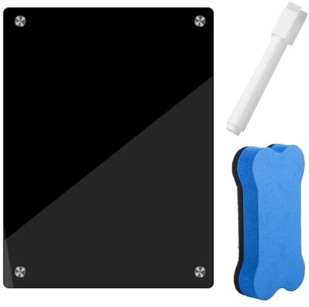 A4 magnettavla för kylskåp, magnetisk akrylwhiteboard och att göra-lista med 1 färgmarkör, torr raderingstavla, veckovis måltidsplanerare för