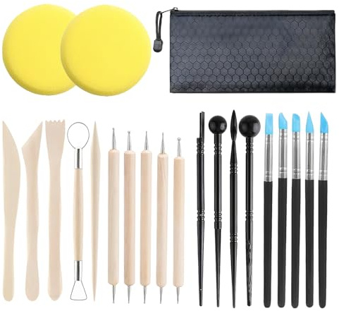Rbleote Set Strumenti per Modellare Argilla da 22 Pezzi, Mirette per Argilla, Kit Das E Strumenti, Utilizzato per Modellare E Intagliare, per Principianti E Ceramisti