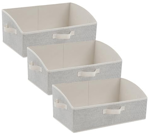 PORFOYO Scatola portaoggetti in tessuto, set da 3 scatole pieghevoli con manici, scatola per la conservazione, organizer per vestiti, giocattoli, strumenti, armadio, dimensioni 50 x 28,5 x 20 cm