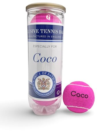 Price of Bath 3 Balles de Tennis Colorées Personnalisées dans Un Tube avec étiquette personnalisée | Imprimez Un Texte personnalisé ! | Choisissez Parmi 10 Couleurs | Fabriqué au Royaume-Uni | (Rose)