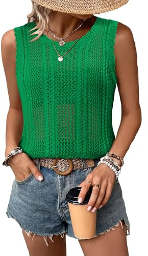 Magritta Vest Tops Women Sleeveless Crew Neck Casual Loose Blouse Shirts Tops Summer Jumpers Beach Vacation Clothes