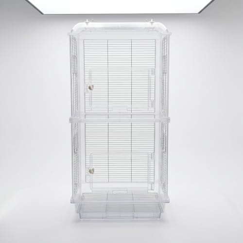 Fonowx Double Layer Birdcage Parrot Cage Aviary Bird House Bird Enclosure Spacious Interior And HIPS Iron Wire Materials Multiple Access Doors suitable for, Transparent double-layer cage