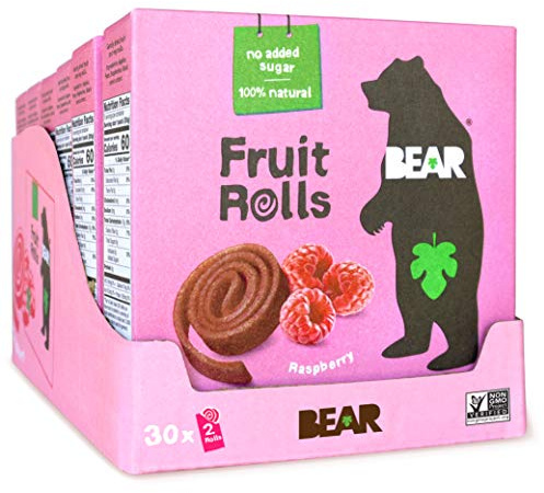 BEAR - Fruit Rolls - Raspberry - (30 Count), PINK, 0.7 Ounce, (TRTAZ11A)