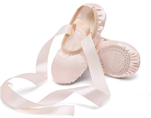 Stelle Ballet Shoes for Girls Satin/Ribbons Ballet Slippers Dance Shoes(Toddler/Little/Big Kids)(Ballet Pink,10MT)