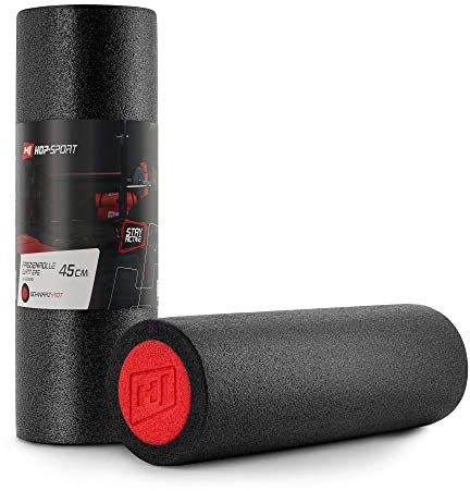 HOP Sport® Rouleau de Massage HS-E045YG Fascia Roller pour Le Dos et la Colonne Vertébrale pour l'auto-Massage du Corps Entier et l'entraînement des Fascias, Noir-Rouge