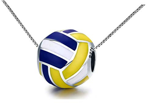 Helen de Lete Collana in argento Sterling S925 Love Pallavolo Sport Collare collana in argento sterling