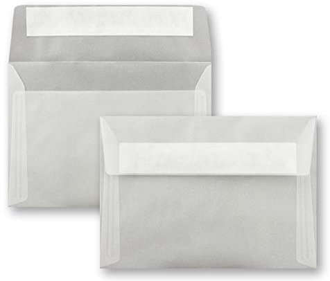 25x Briefumschläge Transparent-Weiß DIN C6 Format 11,4 x 16,2 cm - Haftklebung - Kuverts ohne Fenster - Weihnachten, Grußkarten & Einladungen - Für A6 & A4 Papier