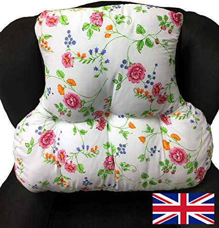 The Duvet & Pillow Company Posture Therapy Support Cushion - Summer Garden Floral Print - Lumbar/Back/Orthopedic Armchair Support & Pain Relief - T-Shaped - Reading, TV
