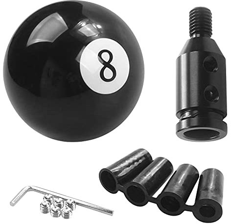Schaltknauf Rund Schwarz 8 Ball Billard, Universal Acryl 4 5 6 Gang Hebel Griff Schalthebel Mit Aluminium Shifter Adapter Und Einbausatz
