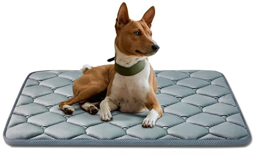 luckyvo Dog Crate Mats,Soft Kennel Pads Washable with Anti-Slip Bottom,Dog Kennel Pads for Sleeping,Pets Mattress Cat Dog Beds for Large Medium Dogs(35x22,Grey)