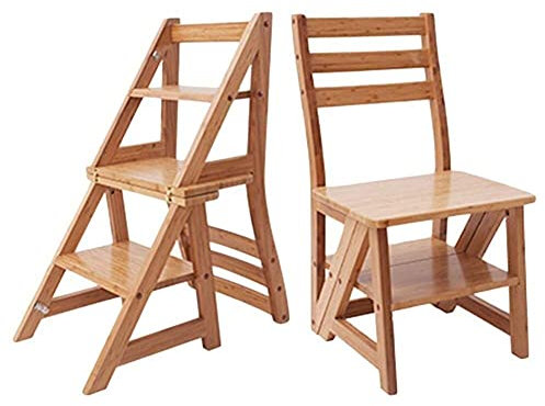 KAZUP Multifunctional Solid Wood Dual-use Folding Chair Household Step Stool Ladder Stools Three Step Ladder Shoe Bench