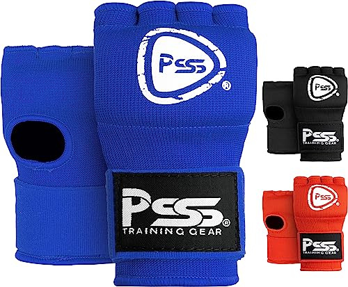 PSS Kids Boxing Gel Foam Padded Inner Gloves-Elastic Hand Quick Wrist Wrap Youth/Child Pair MMA, Muay Thai, Kickboxing, and Martial Arts Training (XS, Blue)
