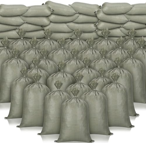 Nuenen 400 Pieces Heavy Duty Sand Bags with Ties Empty Woven Polypropylene Sand Bags Bulk for Hurricane Flooding, Sand Bags Flood Protection, Store Bags, 14 x 26