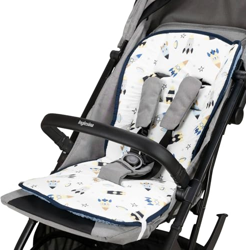 baby idea Babysanity® Morbido Riduttore Copri Passeggino Universale Materassino Neonato Soffice Imbottitura Rivestimento Spugna Di Cotone 100% Double Face - Made in Italy - (Avio)