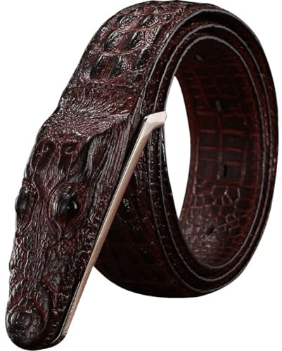 Lpitoy Herrengürtel Echtes Leder Gürtel Krokodil geformt Luxus Gürtel für Distinguished Style