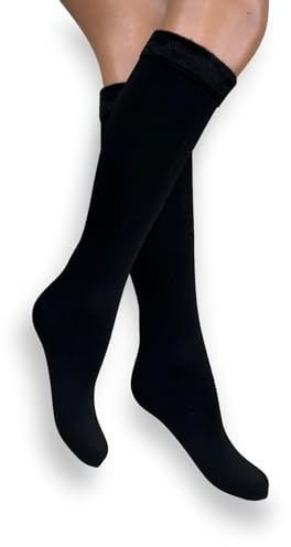 DREAM SOCKS Gambaletti Termici Donna Felpati con Pelo interno, Gambaletti Invernali,Pesanti ad elevato Isolamento Termico (IT, Testo, Taglia unica, Regular, Regular, 3 X BLACK)
