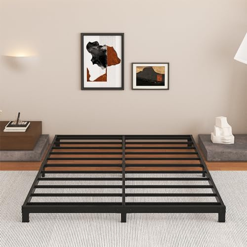 Cieemine 5 Inch Low Bed Frame Full, Heavy Duty Full Size Bed Frame Low Profile, No Box Spring Needed, Easy Assembly, Noise Free, Black