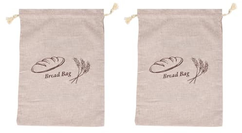 2PCS Natürliche Leinen Brotbeutel, 38 * 30cm, Wiederverwendbare Brot Aufbewahrungsbeutel, Hält Brot Frisch, Lebensmittelaufbewahrung, Wiederverwendbare Leinenbeutel, Selbstgemachte Brotbeutel