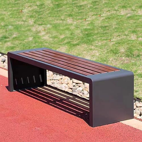 Utomhus trädgårdsbänk, metallbänk, uteplats rygglös bänk väderbeständig, 2-3-sits, parkbänk, utomhusmöbler Sittplatser för gårdsbalkong Frontveranda Courtyard Park, Bänkstol (Färg: Grå, St