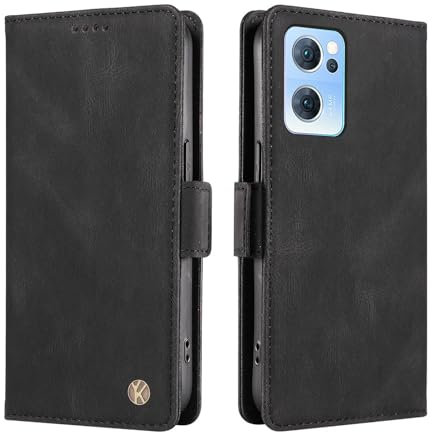 ILING Funda para OPPO Find X5 Lite 5G, Carcasa Billetera de Cuero PU con Bloqueo RFID/Soporte/Ranura para Tarjeta/Magnético. Ultradelgado Antigolpes Flip Cubierta (Negro)