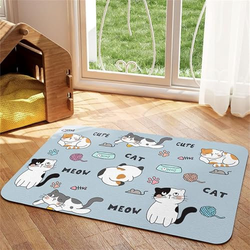 Hearda Futtermatte Hund Saugfähig, Katzen Futternapf Unterlage Napfunterlage Hund Schnelltrocknend Futternapf Matte rutschfest Haustier Futtermatte Unterlage Katzennapf (30x40cm,Süß Kätzchen J)