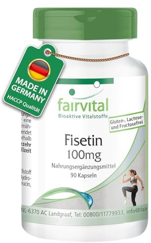 Fairvital | Fisetin 100mg - 90 Kapseln - aus japanischem Wachsbaum - qualitätsgeprüft und hochdosiert - 100% vegan - Made in Germany