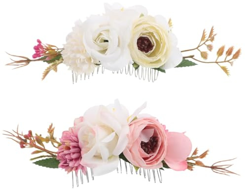 iplusmile 2piezas Peineta de Flores Artificiales para Novia Accesorios de Boda Peineta Bohemia Cabello para Bodas la Playa Aire
