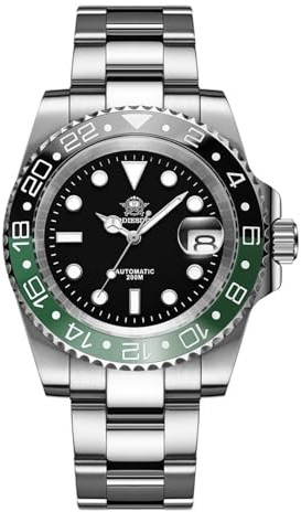 ADDIESDIVE Luxe Montre de pour Homme à remontage Automatique 8215 Montres mécanique avec Lunette Bicolore 200M Montre de plongée analogique pour Homme avec Bracelet en Acier Inoxydable AD2503