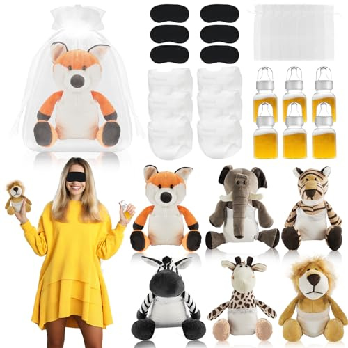 Bonerwhite 30 Pack Bottle Chug Baby Shower Games Blindfold Diaper Changing Set Woodland Animals Baby Dolls Baby Bottles for Baby Shower Game Gender Reveal Raffle Party Supplies Prizes Gifts for Adults