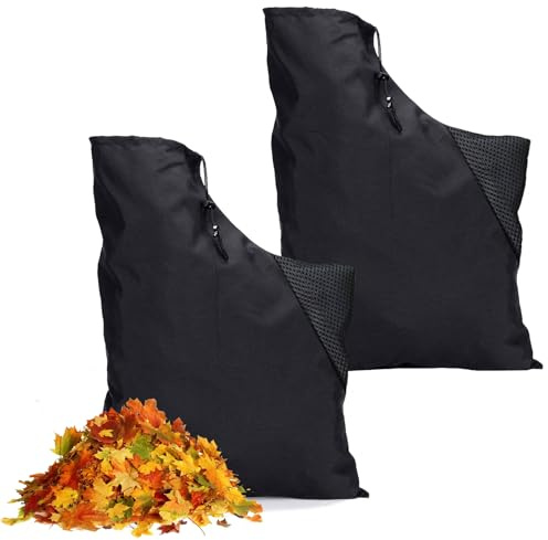 xolear 2 Pièces Sac pour Aspirateur Souffleur Respirant, Sac de Rangement Universel pour Souffleur de Feuilles Réglable Cordon Serrage avec Fermeture Eclair, pour Jardin, Pelouse, Parc, Patio Cour