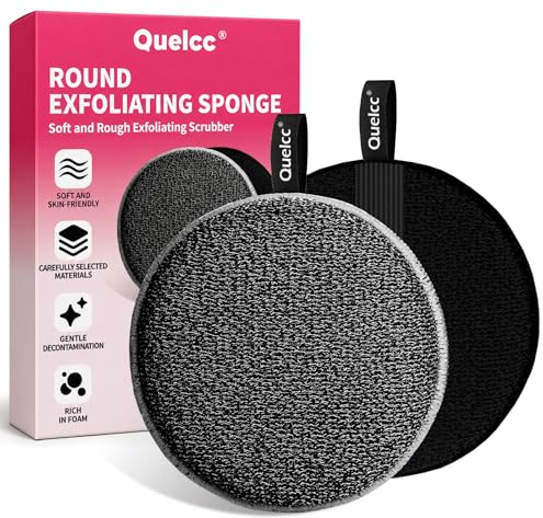Quelcc Paquete de 2 Esponja Exfoliante Corporal, Esponja Baño, Rugoso y Ligero para Eliminar la Piel Muerta, Exfoliar y Limpiar la Piel