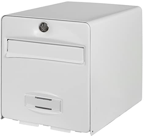BURG-WÄCHTER Boîte aux Lettres Agréée La Poste, 2 Portes, 509 BL BALthazar, Blanc, en Acier Galvanisé, Avec Porte à Ouverture Totale et Stop-Courrier (Porte bloquée à 120°)