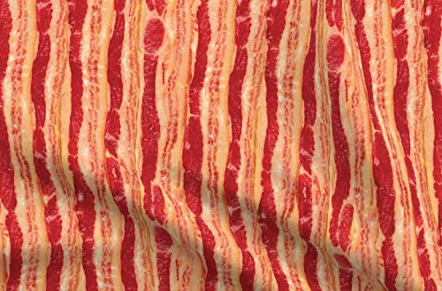 Spoonflower Fabric - Bacon Food Stripes Printed on Petal Signature Cotton Fabric Fat Quarter - Sewing Quilting Apparel Crafts Decor